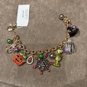 Betsey Johnson Halloween Charm Bracelet with Gold and Purple Details